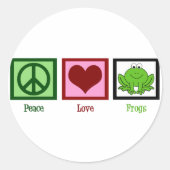Peace Love Frogs Ronde Sticker (Voorkant)
