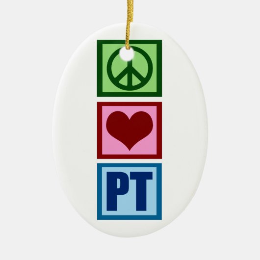 Peace Love Fysieke Therapistische Kerst Keramisch Ornament (Voorkant)