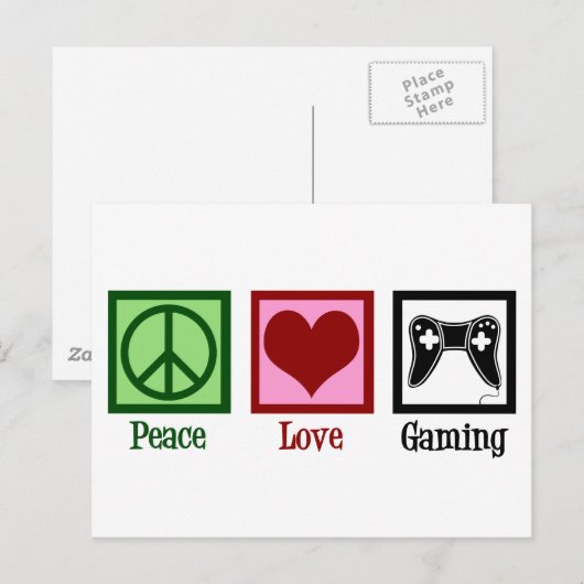 Peace Love Gaming Briefkaart (Voorkant / Achterkant)
