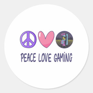 Peace Love Gaming Ronde Sticker