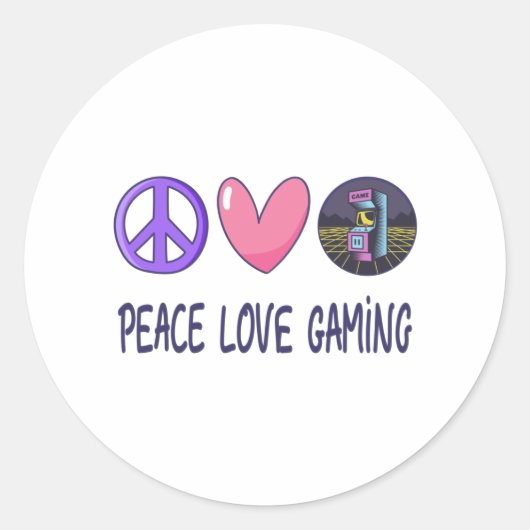 Peace Love Gaming Ronde Sticker (Voorkant)