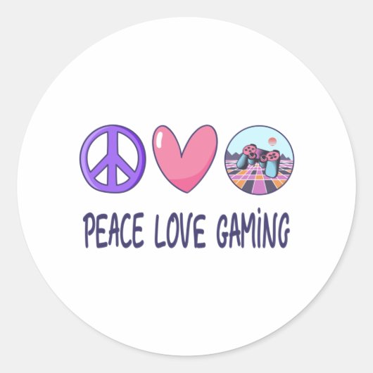 Peace Love Gaming Ronde Sticker (Voorkant)