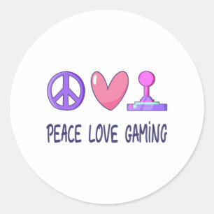 Peace Love Gaming Ronde Sticker