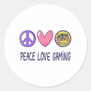 Peace Love Gaming Ronde Sticker
