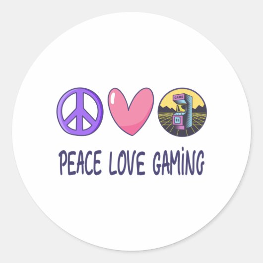 Peace Love Gaming Ronde Sticker (Voorkant)