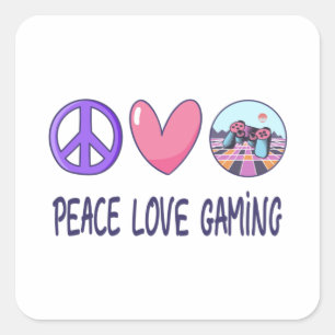 Peace Love Gaming Vierkante Sticker