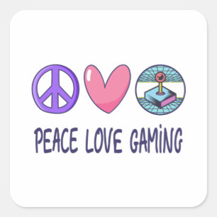 Peace Love Gaming Vierkante Sticker
