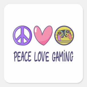 Peace Love Gaming Vierkante Sticker