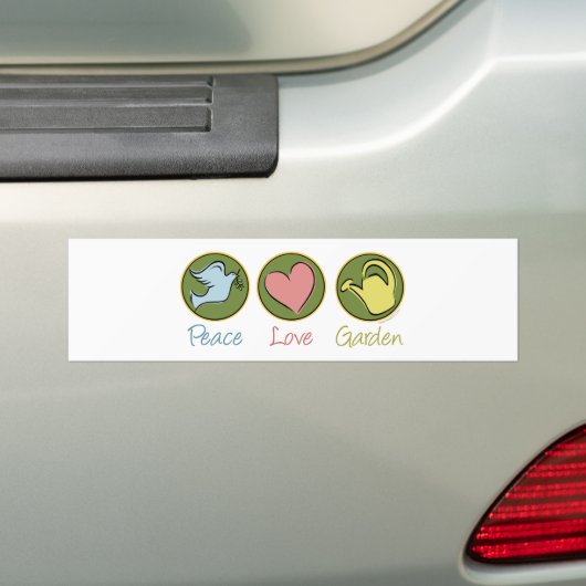 Peace Love Gardening Bumpersticker (Op auto)