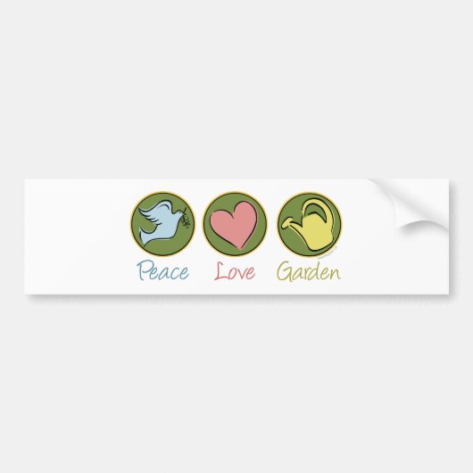 Peace Love Gardening Bumpersticker (Voorkant)