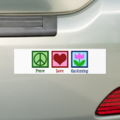 Peace Love Gardening Cute Gardener Tulip Flower Bumpersticker (Op auto)