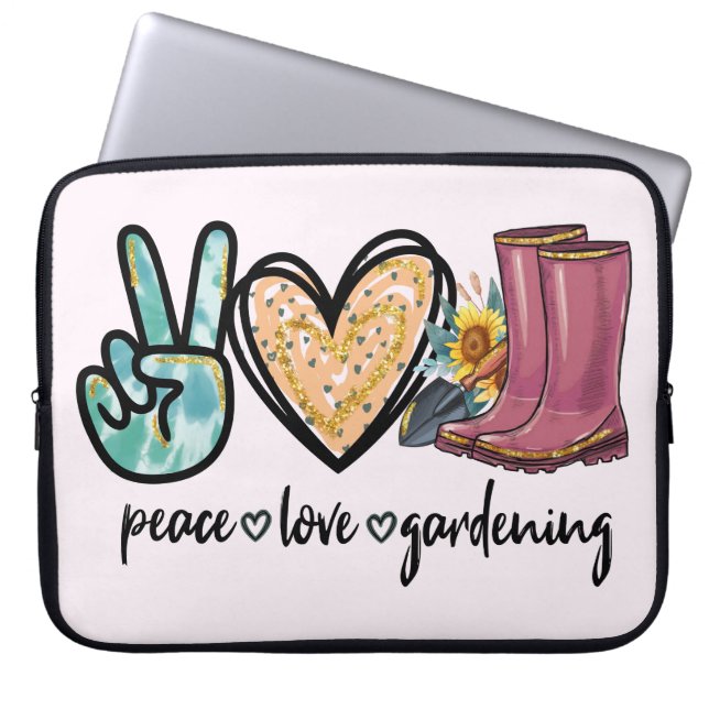 Peace Love Gardening Laptop Sleeve (Voorkant)