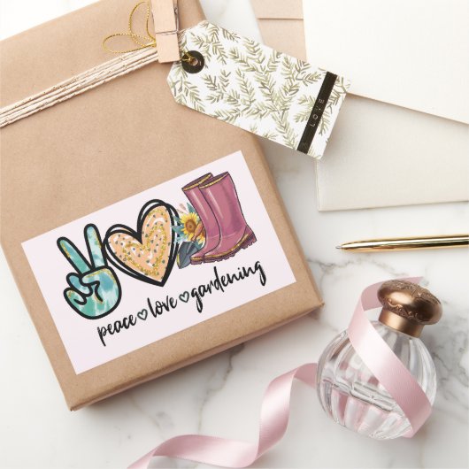 Peace Love Gardening Rechthoekige Sticker (Geschenken)
