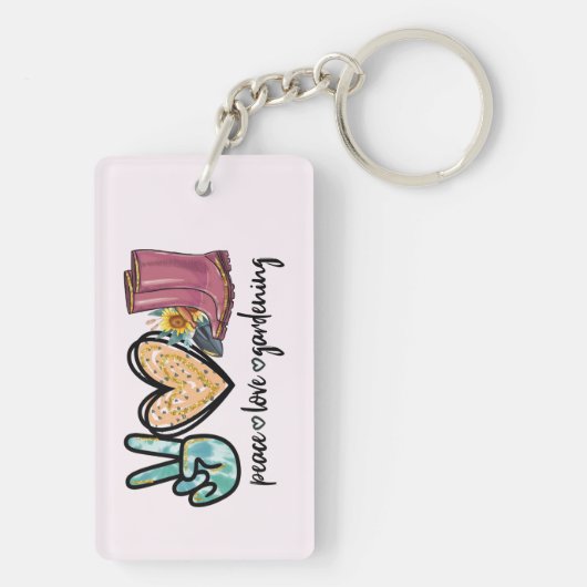 Peace Love Gardening Sleutelhanger (achterkant)