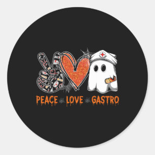 Peace Love Gastro Ghost Nurse Gastroenterology Hal Ronde Sticker
