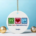 Peace Love Gastroenterology Keramisch Ornament<br><div class="desc">Peace Love Gastroenterology Kerstversiering. Een schattig cadeau van een gastro-intestinale arts voor een gastroenteroloog of verpleegkundige.</div>