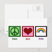 Peace Love Gay Pride Briefkaart (Voorkant / Achterkant)