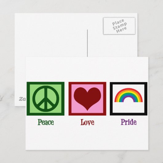 Peace Love Gay Pride Briefkaart (Voorkant / Achterkant)