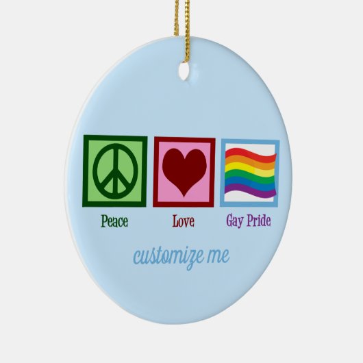 Peace Love Gay Pride Cute Custom Kerstmis Keramisch Ornament (Rechts)