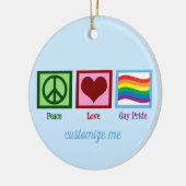 Peace Love Gay Pride Cute Custom Kerstmis Keramisch Ornament (Links)