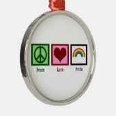 Peace Love Gay Pride Metalen Ornament (Rechts)