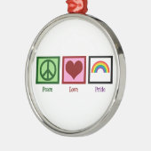 Peace Love Gay Pride Metalen Ornament (Links)