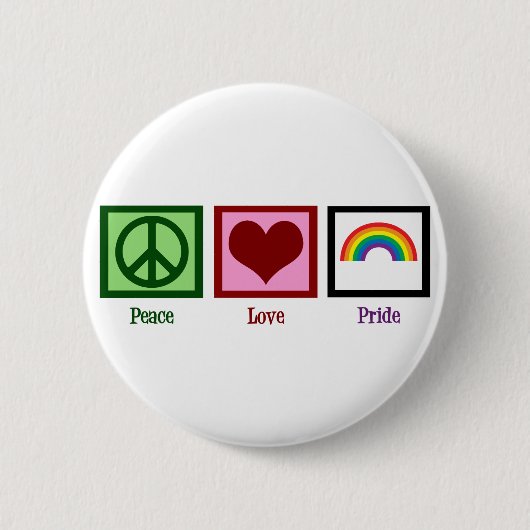 Peace Love Gay Pride Ronde Button 5,7 Cm (Voorkant)