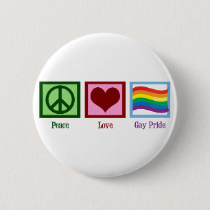 Peace Love Gay Pride Ronde Button 5,7 Cm