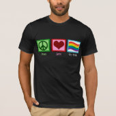 Peace Love Gay Pride Waving Rainbow Flag T-shirt (Voorkant)