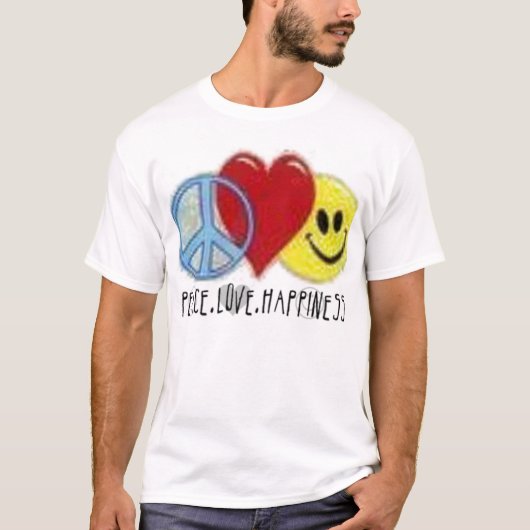 Peace Love & Geluk Fited T-shirt (Voorkant)