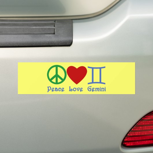 Peace Love Gemini Astrological Design Bumpersticker (Op auto)