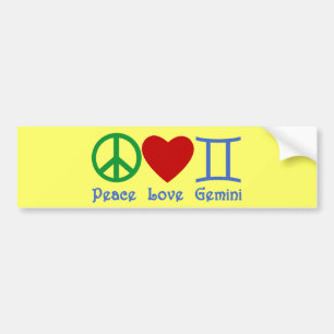Peace Love Gemini Astrological Design Bumpersticker