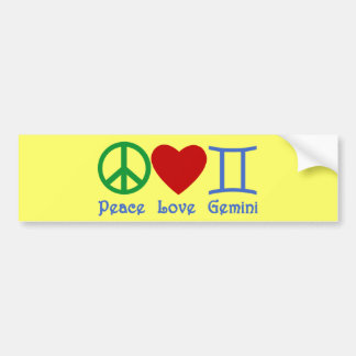 Peace Love Gemini Astrological Design Bumpersticker