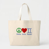 Peace Love Gemini Astrological Design Grote Tote Bag (Voorkant)