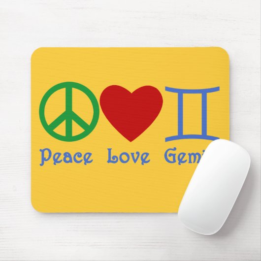 Peace Love Gemini Astrological Design Muismat (Met muis)