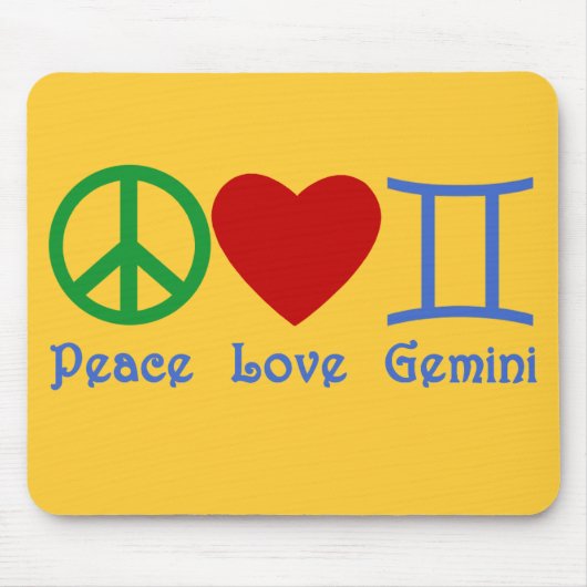 Peace Love Gemini Astrological Design Muismat (Voorkant)