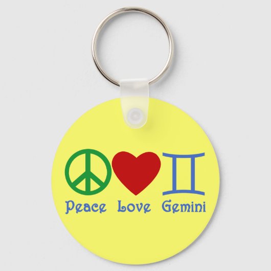Peace Love Gemini Astrological Design Sleutelhanger (Voorkant)