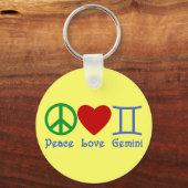 Peace Love Gemini Astrological Design Sleutelhanger (Voorkant)