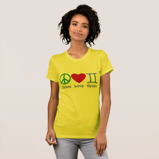 Peace Love Gemini Astrological Design T-shirt (Voorkant volledig)