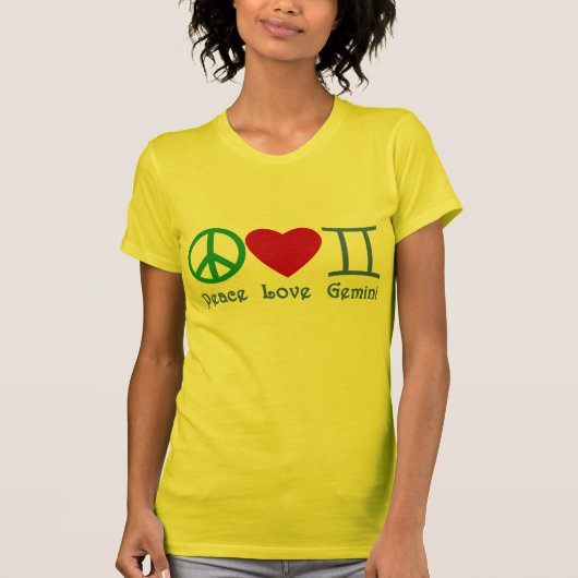 Peace Love Gemini Astrological Design T-shirt (Voorkant)