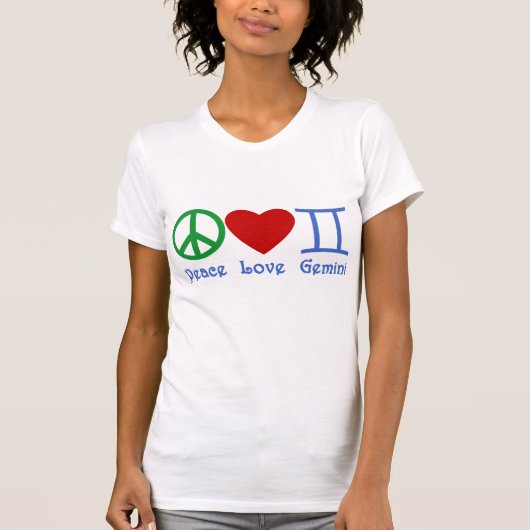 Peace Love Gemini Astrological Design T-shirt (Voorkant)