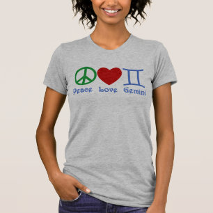 Peace Love Gemini Astrological Design T-shirt