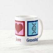 Peace Love Genealoge Cute Genealogist Koffiemok (Voorkant rechts)