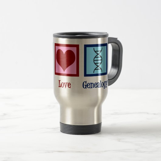 Peace Love Genealoge Cute Genealogist Reisbeker (Voorkant rechts)
