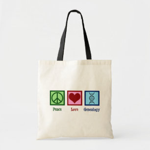 Peace Love Genealoge Cute Genealogist Tote Bag