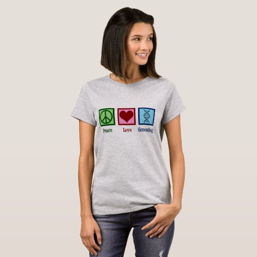 Peace Love Genealogie T-shirt (Voorkant volledig)