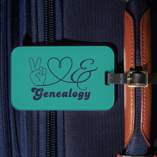 Peace, Love, & Genealogy Bagagelabel (Voorkant Insitu 4)