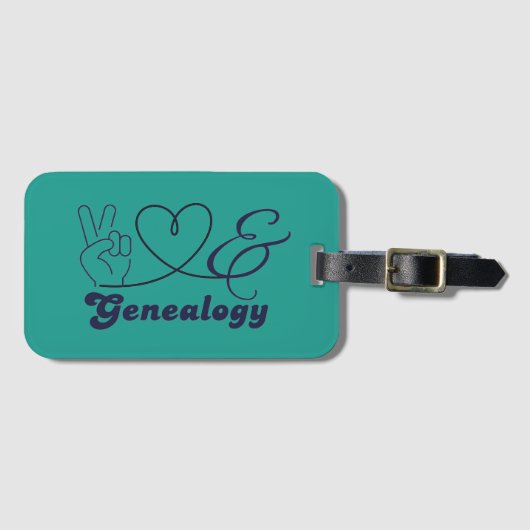 Peace, Love, & Genealogy Bagagelabel (Voorkant (horizontaal))