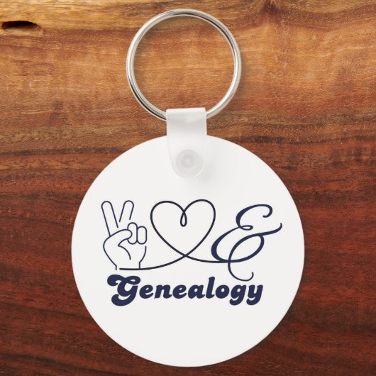Peace, Love, & Genealogy Sleutelhanger (Voorkant)