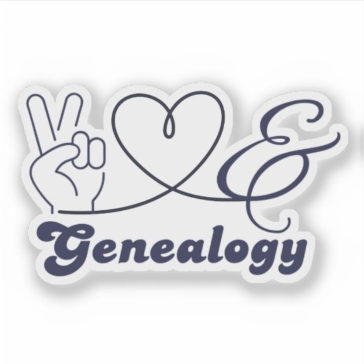 Peace, Love & Genealogy Sticker (Voorkant)